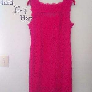 Adrianna Papell Hot Pink Fuchsia Lace A-Line Dress